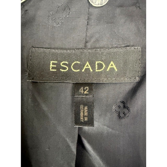 ESCADA Womens Black Jacket Blazer NEW Wool RUFFLES DOUBLURE VINTAGE Size 42 - Picture 5 of 11